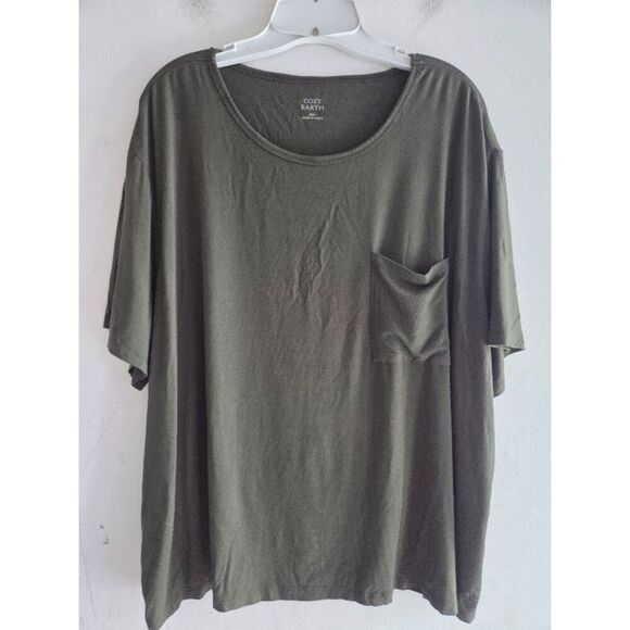 Cozy Earth Women Olive Green Bamboo Short Sleeve T-Shirt size XXL - Picture 1 of 7